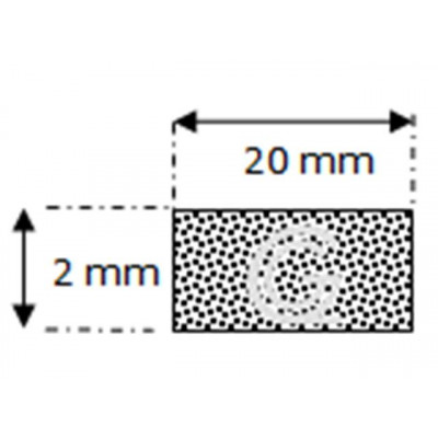 Rechthoekig mosrubber snoer | 2 x 20 mm | rol 100 meter